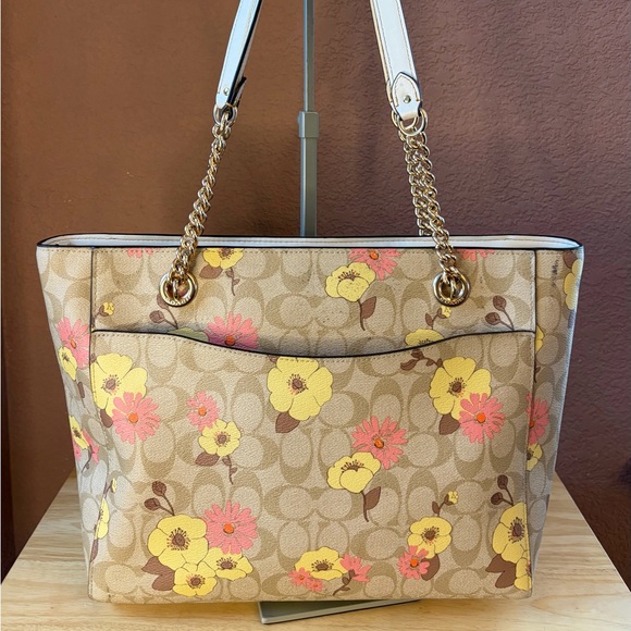 Coach Floral Signature Cammie Chain Tote | Spring Print | EUC - Picture 7 of 11